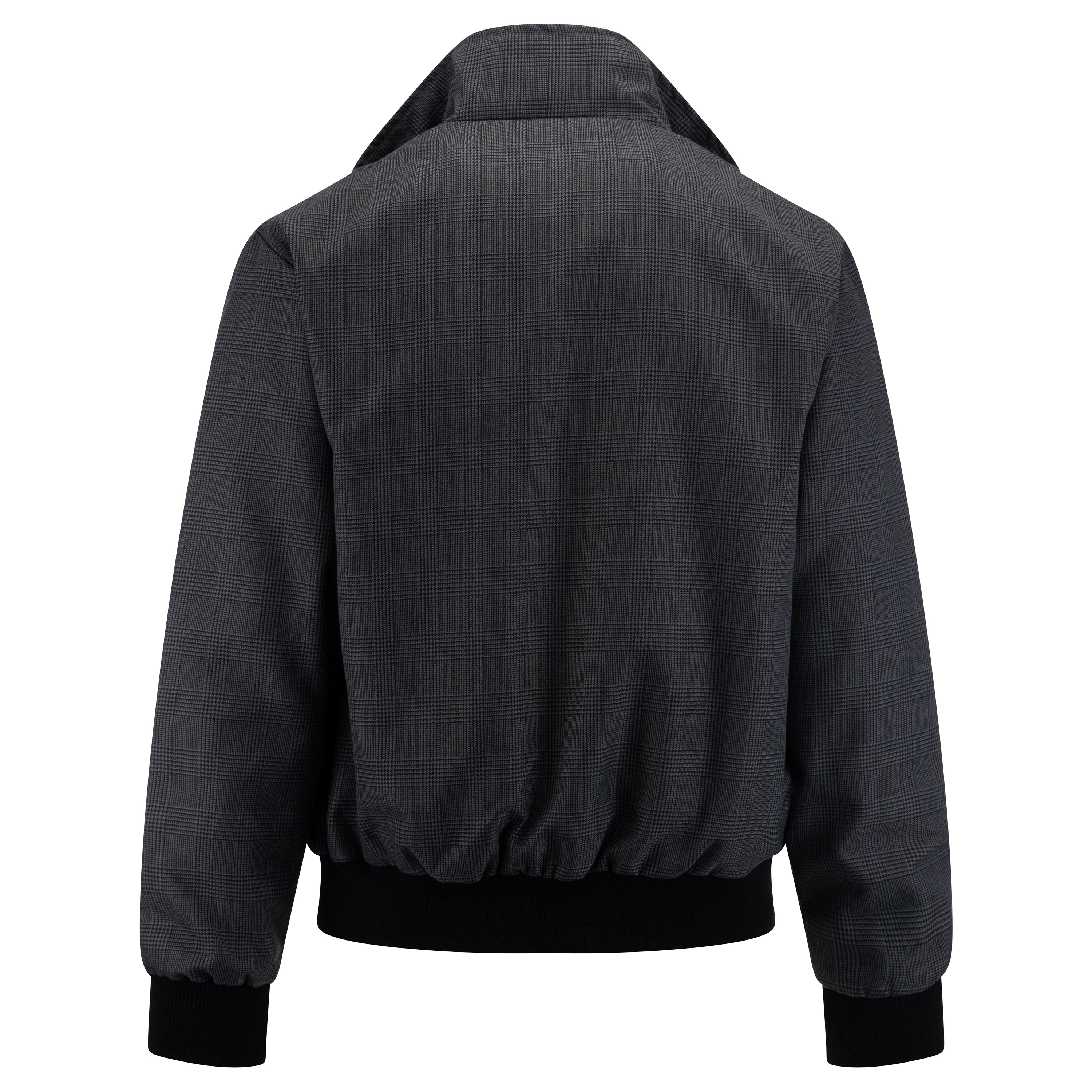Mens Check Harrington Jacket - Dark Grey Check - Image 2