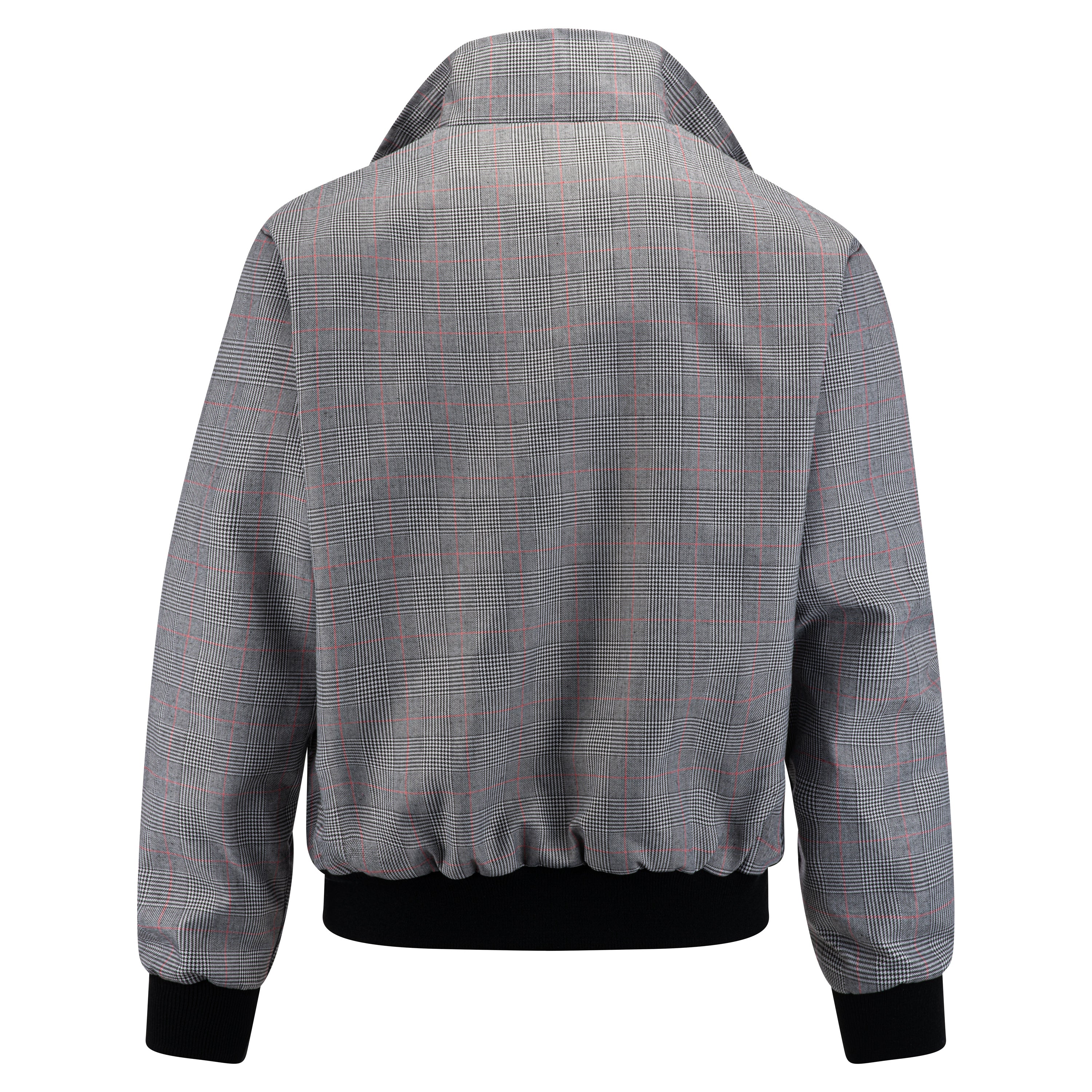 Mens Check Harrington Jacket - Light Grey/Red - Image 2