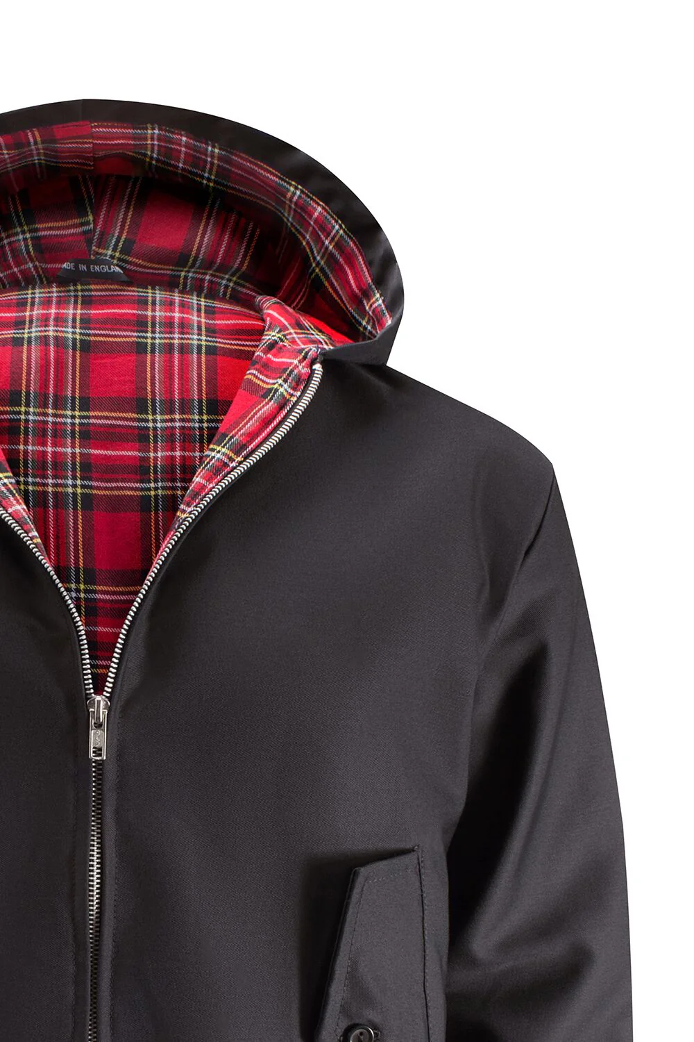 Mens Hooded Harrington Jacket - Black - Image 3