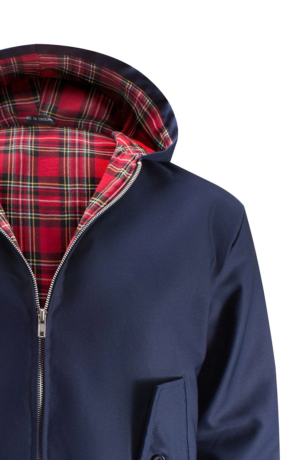 Mens Hooded Harrington Jacket - Navy - Image 3