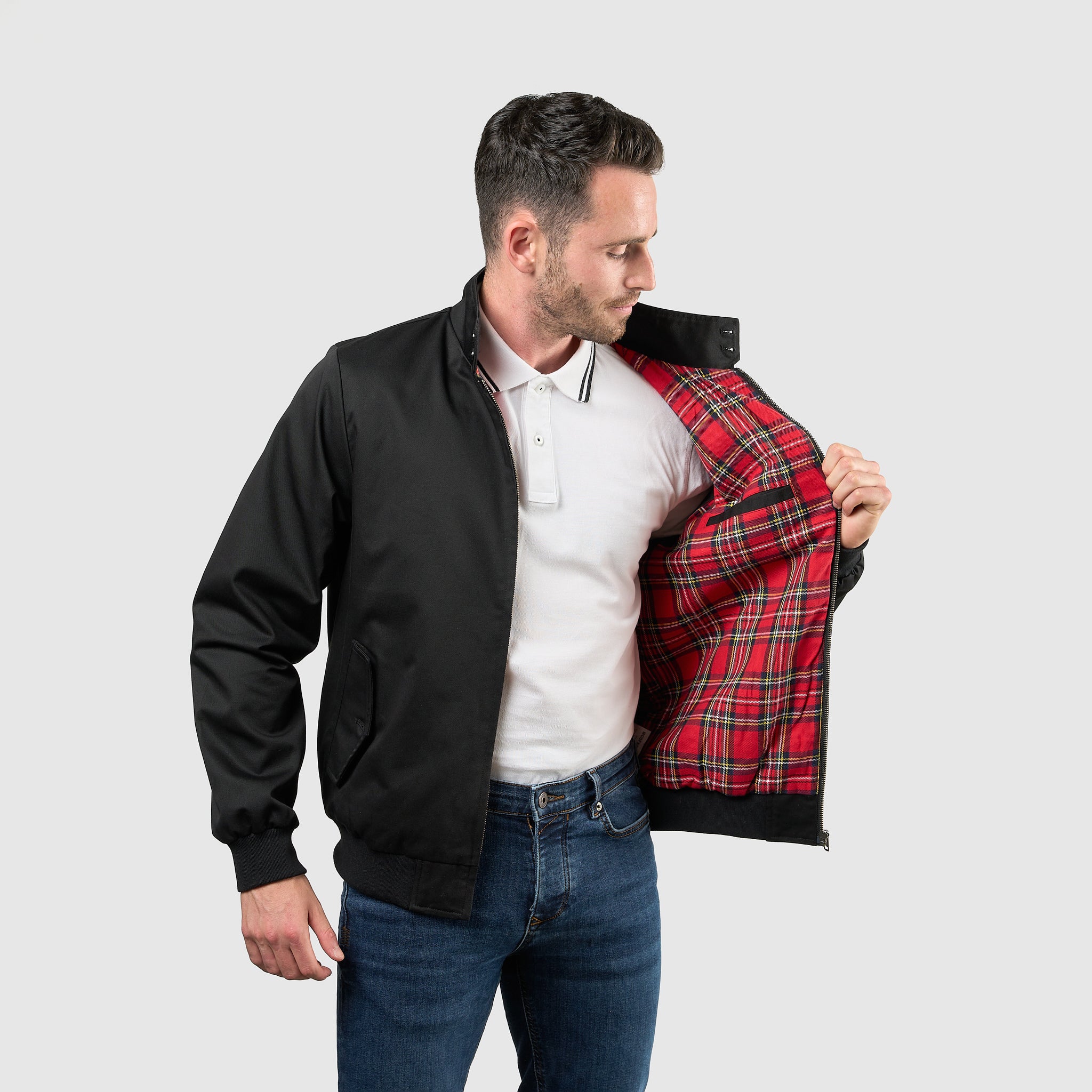 Mens Signature Harrington Jacket - Black - Image 6