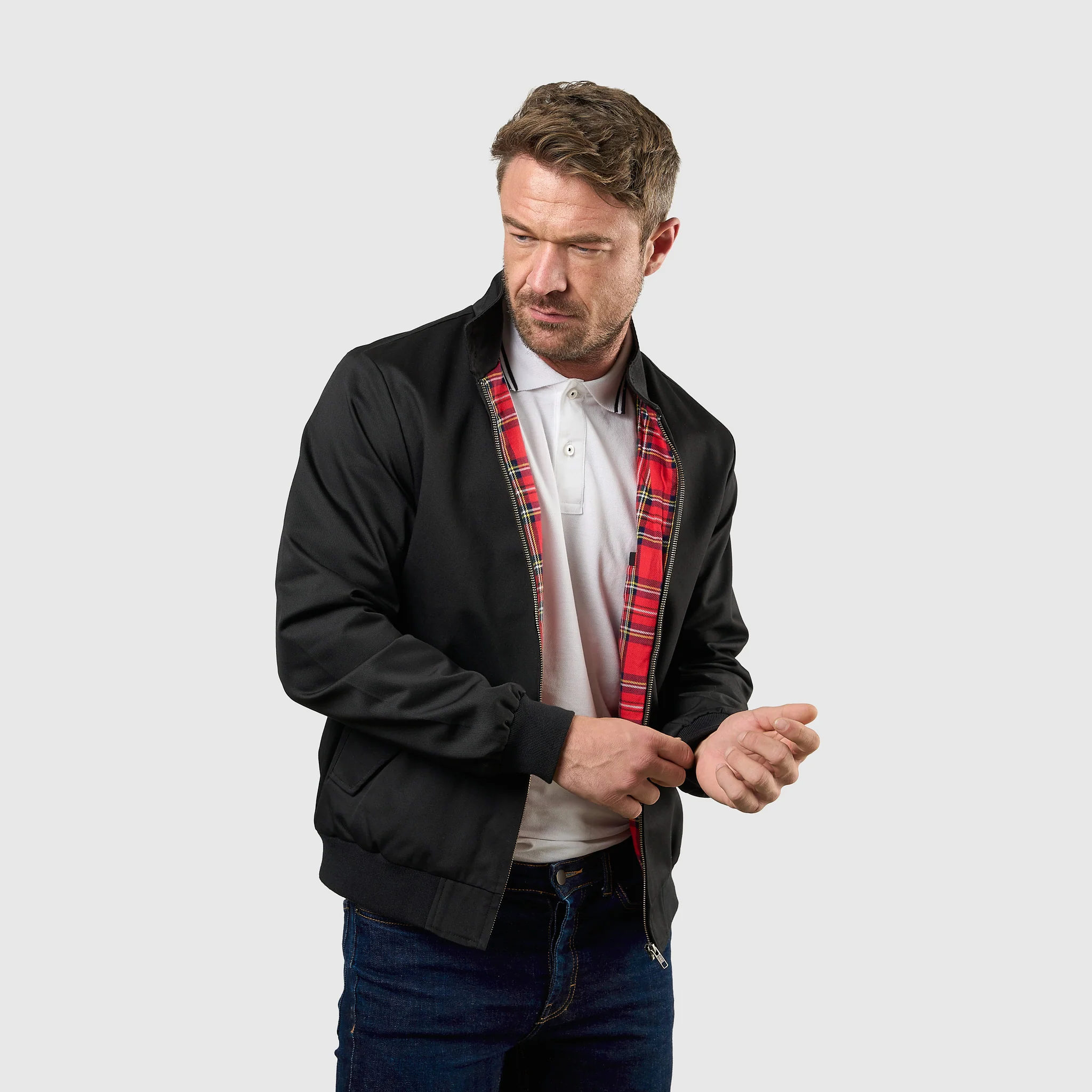 Mens Signature Harrington Jacket - Black - Image 7