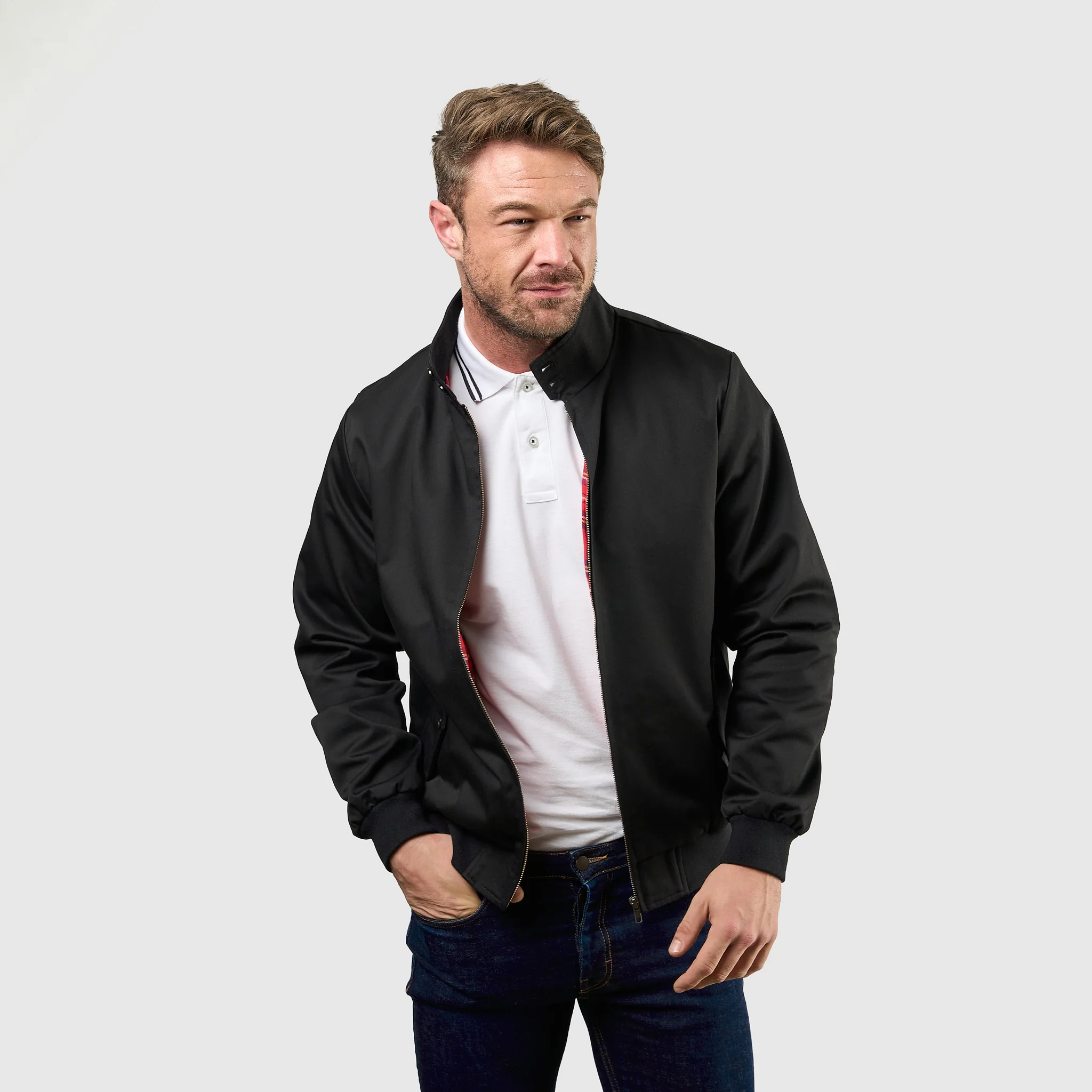 Mens Signature Harrington Jacket - Black - Image 9