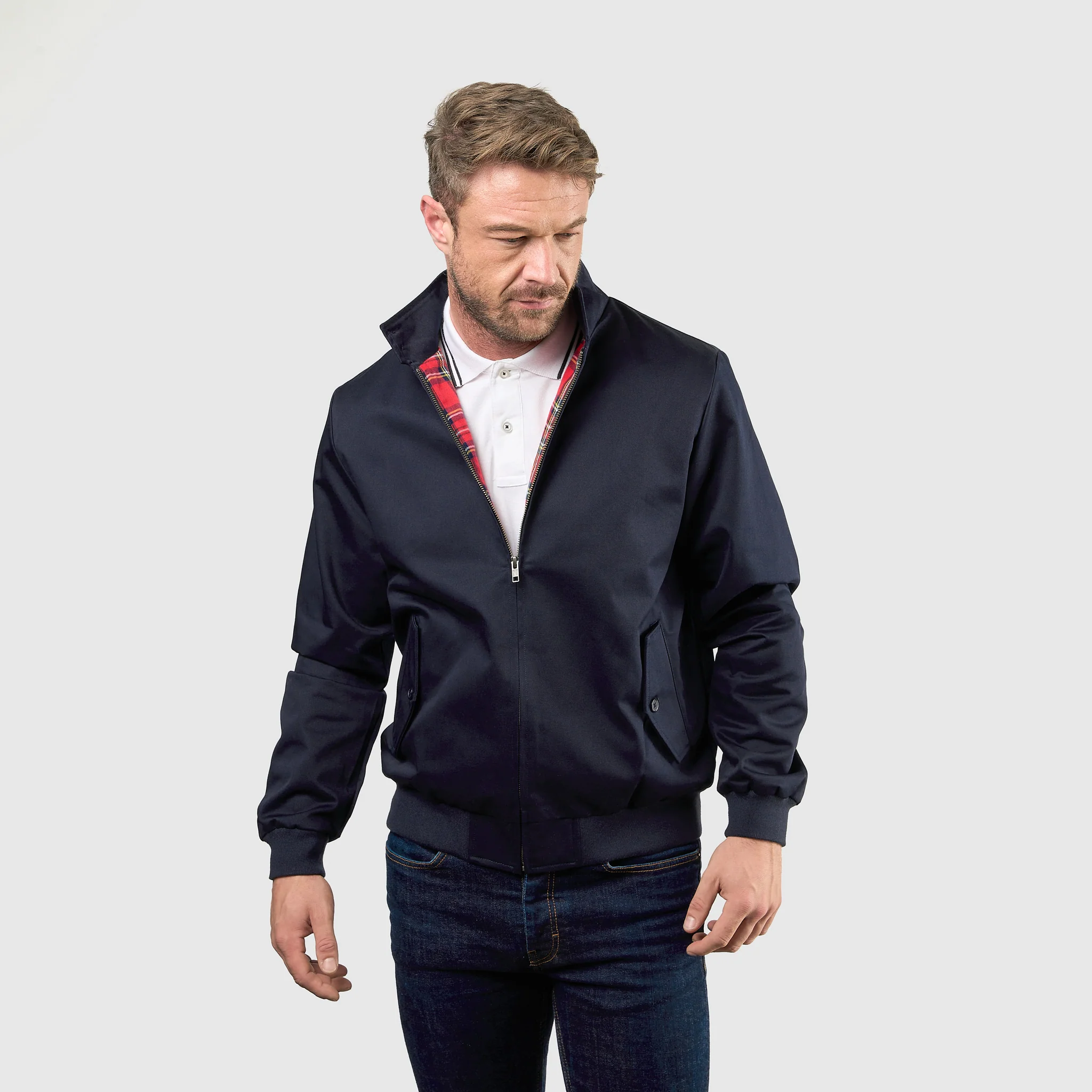 Mens Signature Harrington Jacket - Navy - Image 9