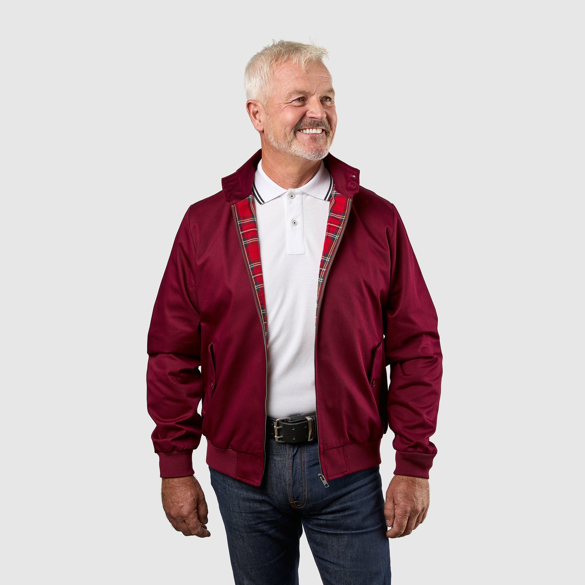 Mens Signature Harrington Jacket - Wine - Image 2