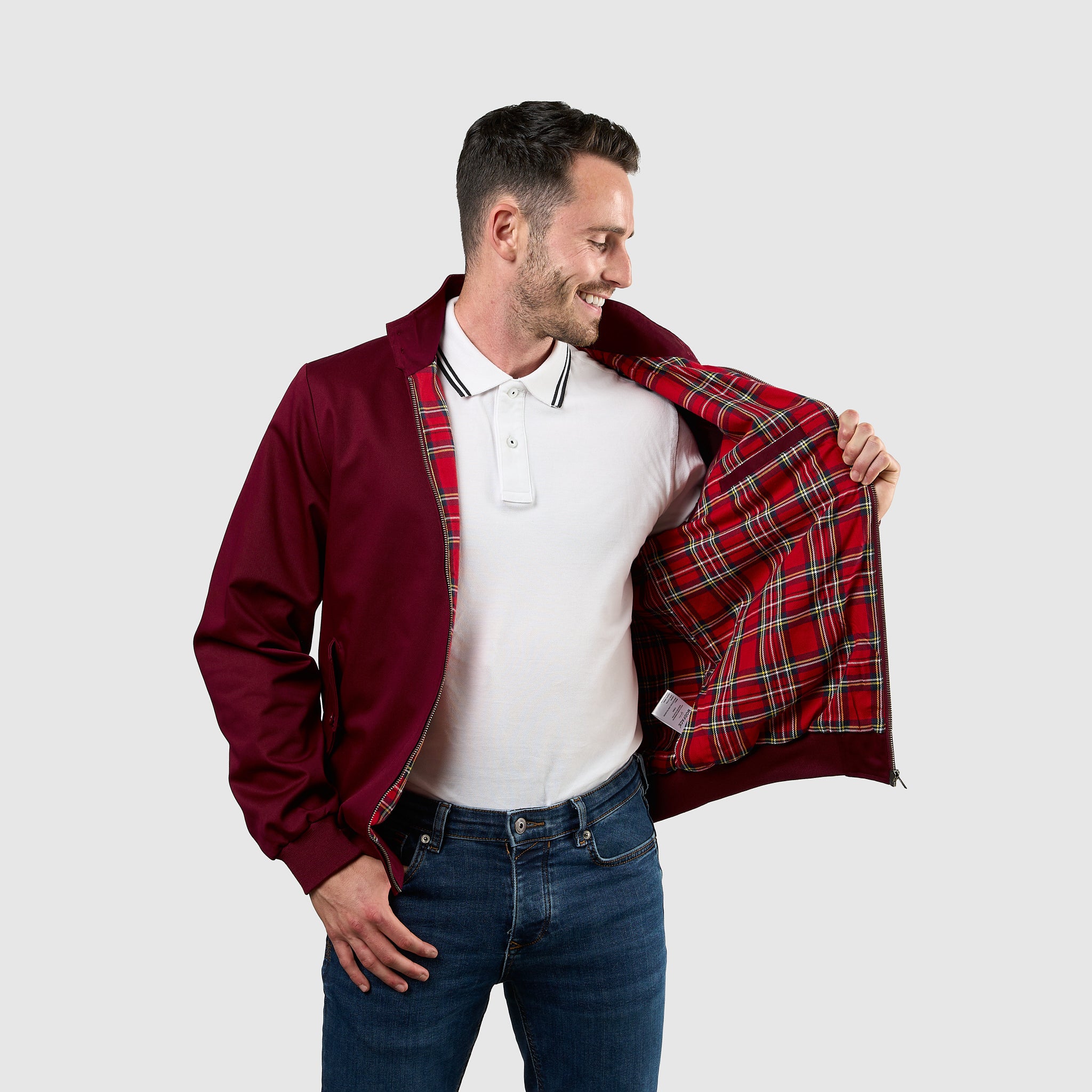 Mens Signature Harrington Jacket - Wine - Image 6
