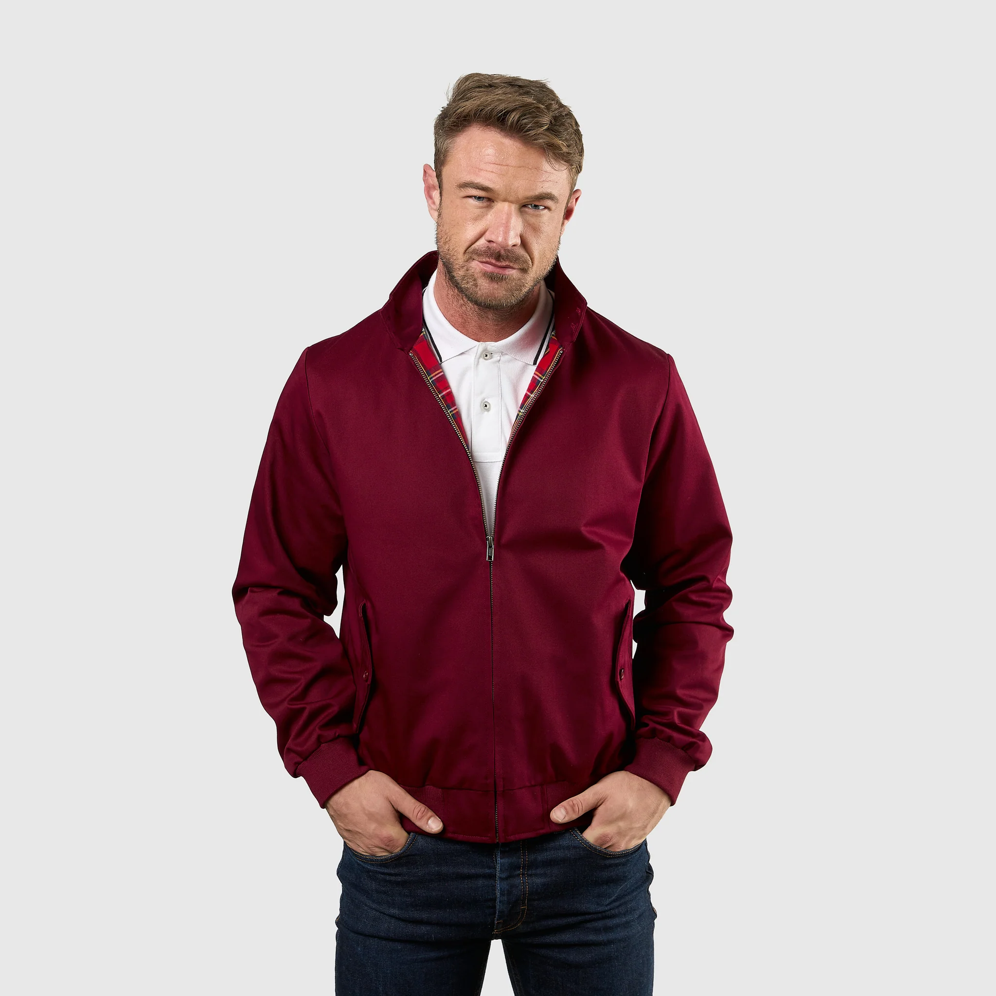 Mens Signature Harrington Jacket - Wine - Image 8