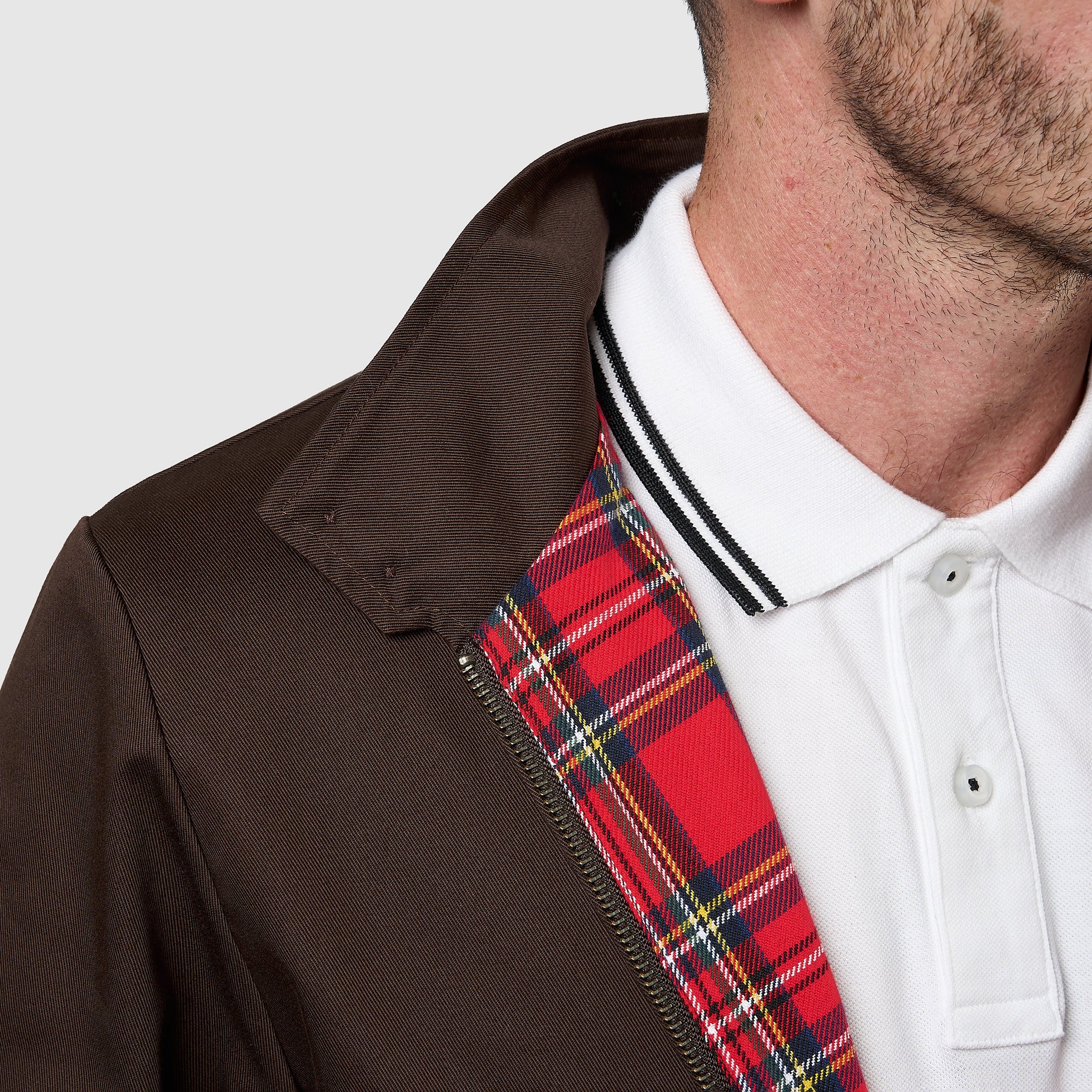 Mens Signature Harrington Jacket - Brown - Image 3