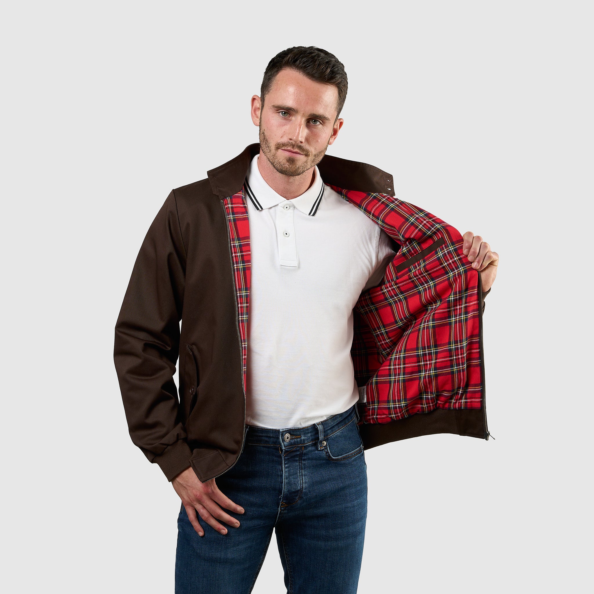 Mens Signature Harrington Jacket - Brown - Image 6