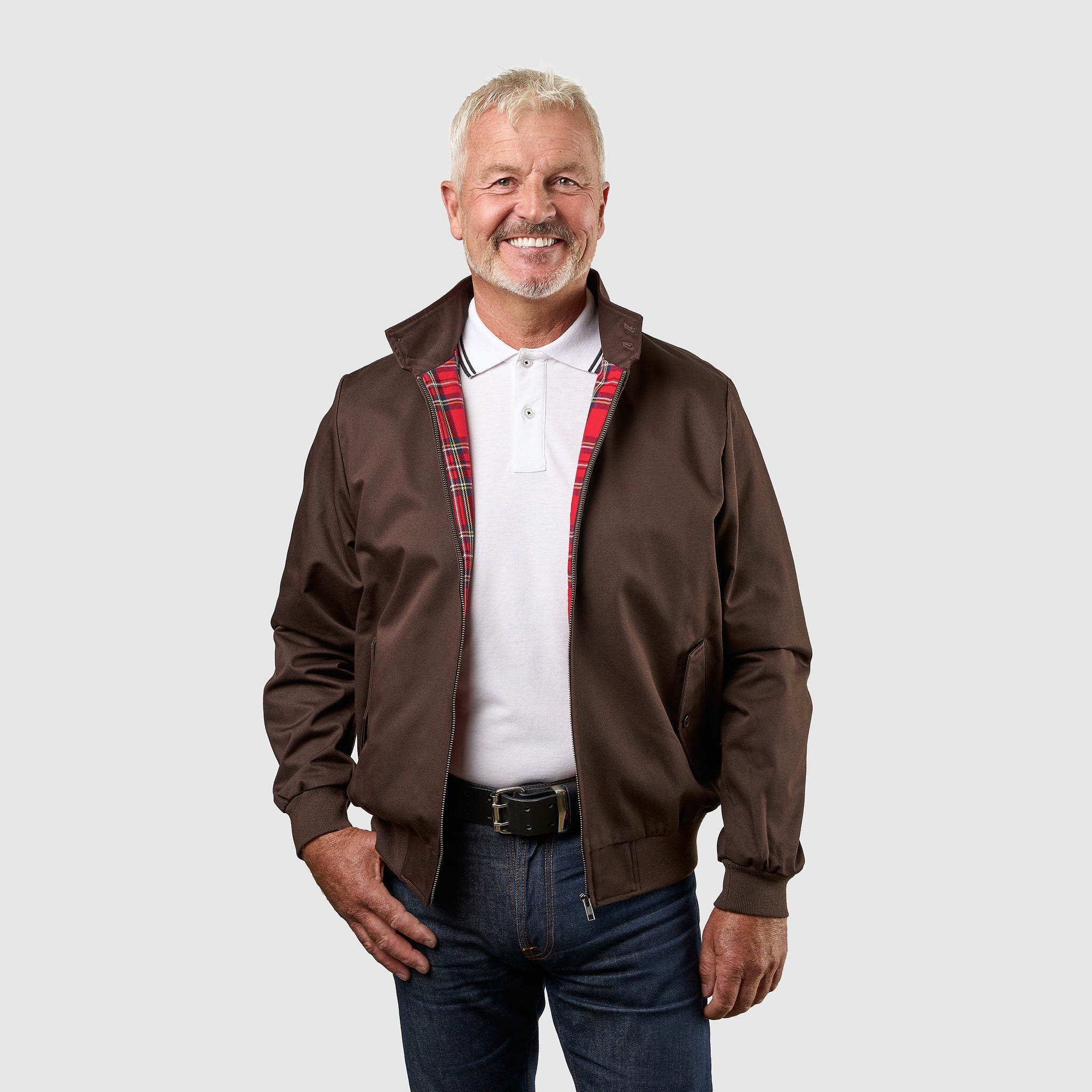 Mens Signature Harrington Jacket - Brown - Image 7