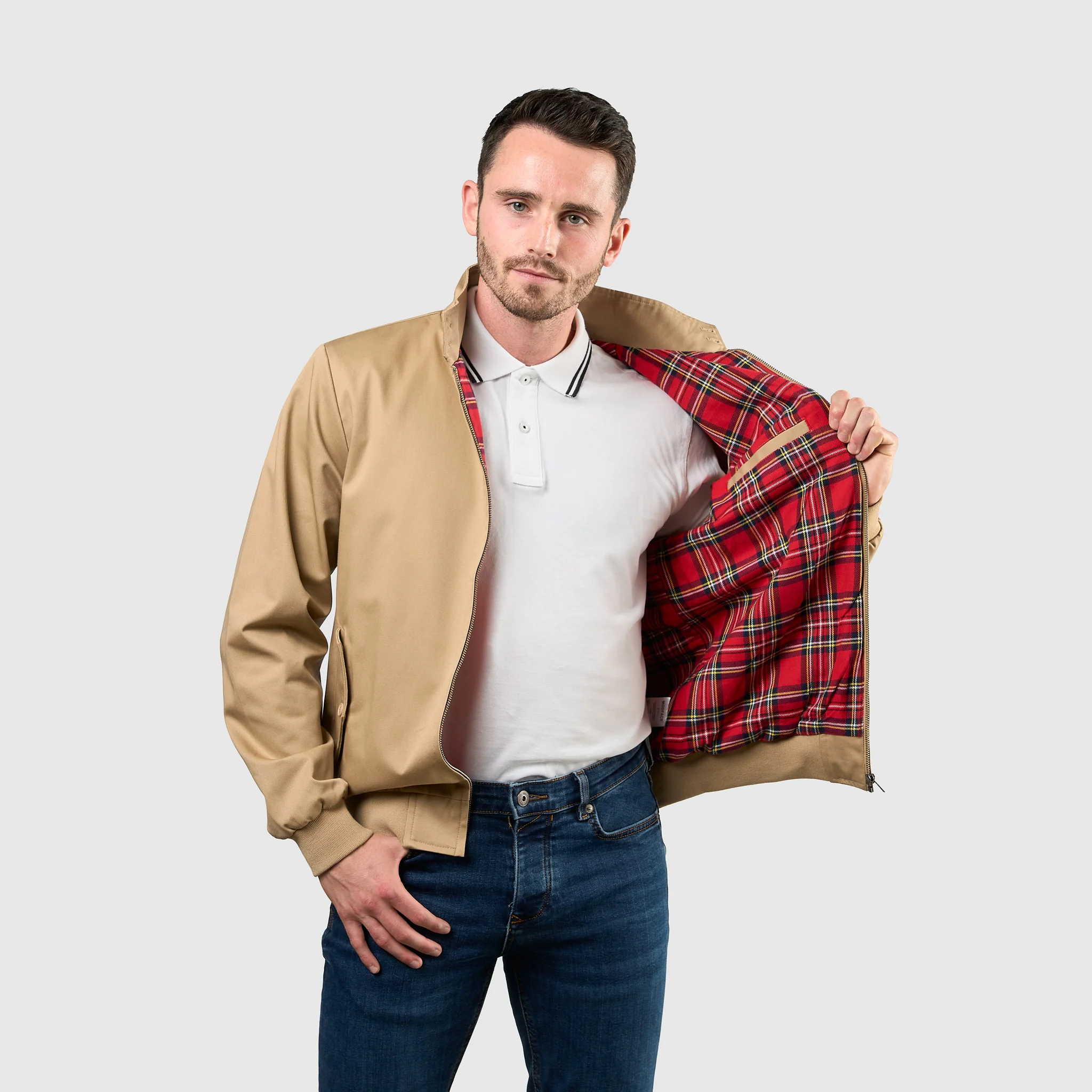 Mens Signature Harrington Jacket - Camel - Image 6