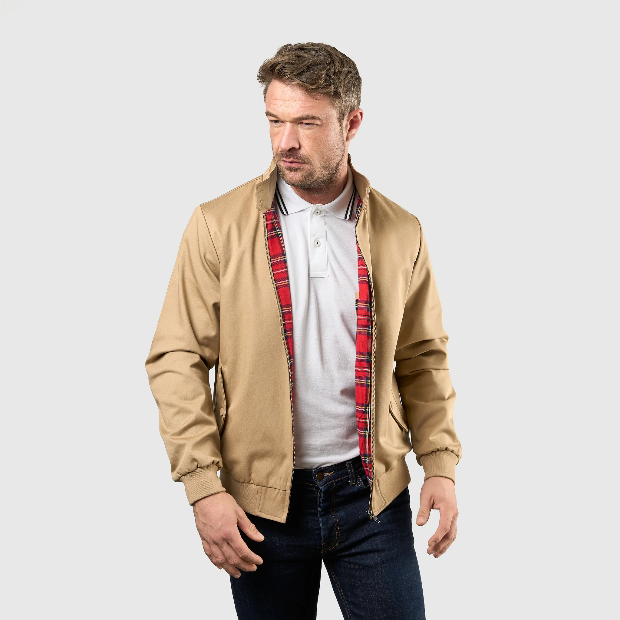 Mens Signature Harrington Jacket - Camel - Image 8