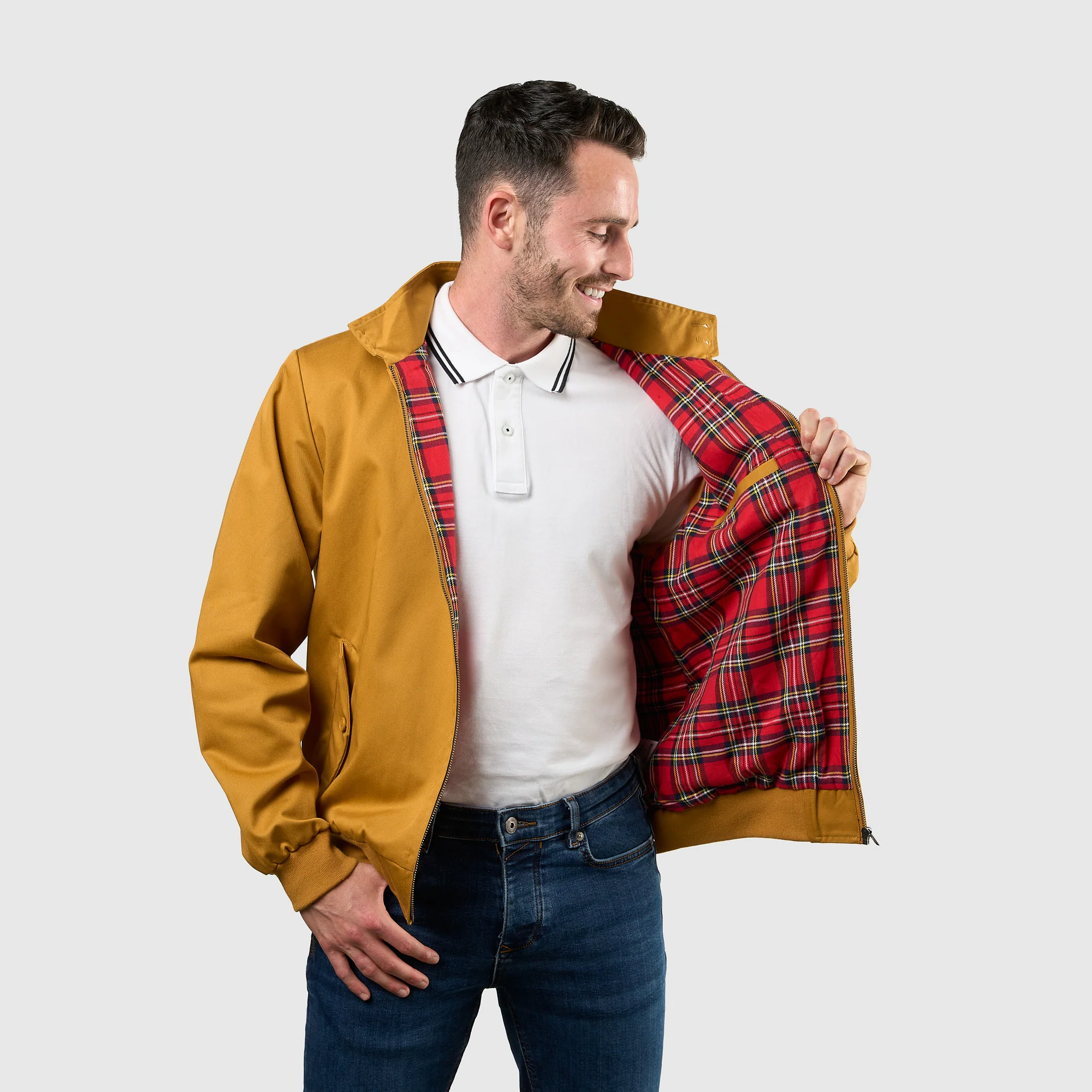 Mens Signature Harrington Jacket - Mustard - Image 6