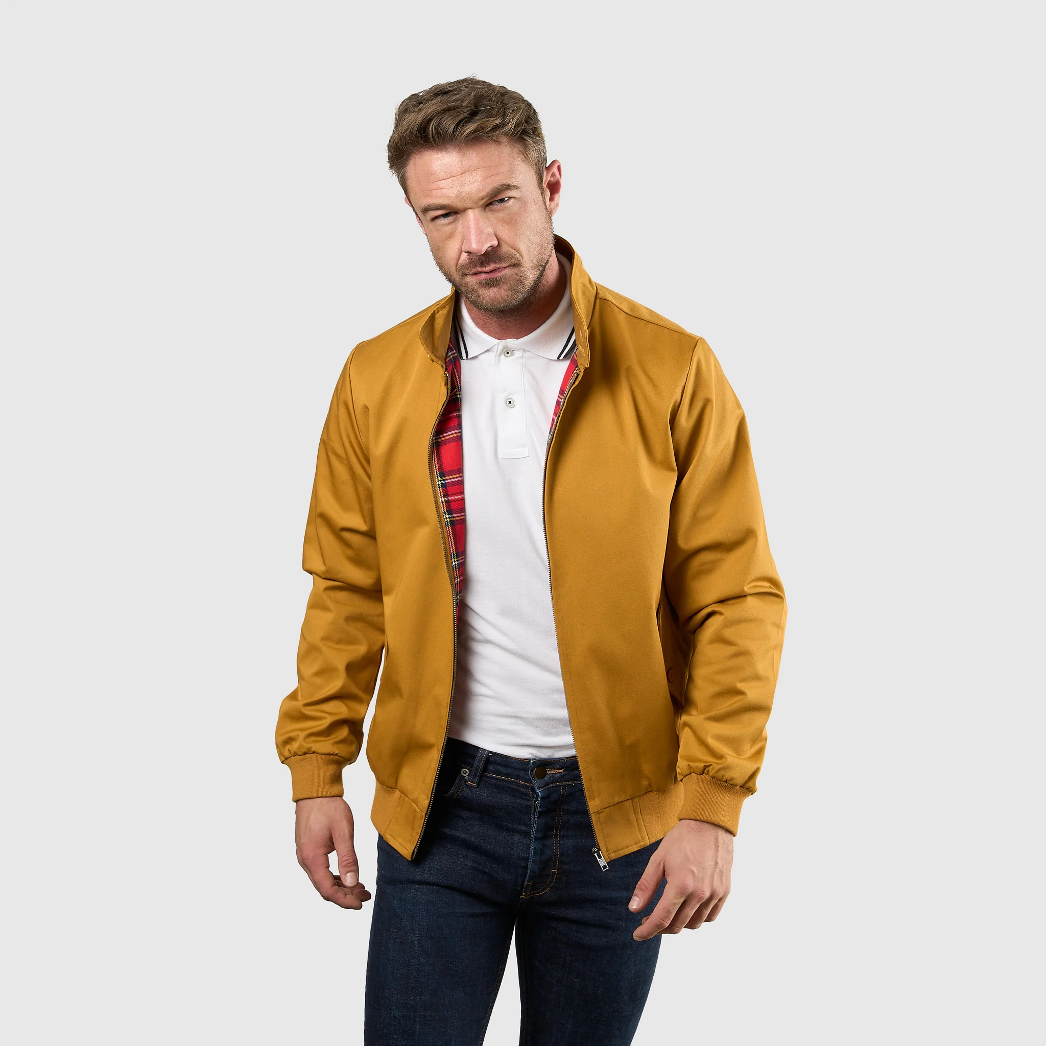 Mens Signature Harrington Jacket - Mustard - Image 7