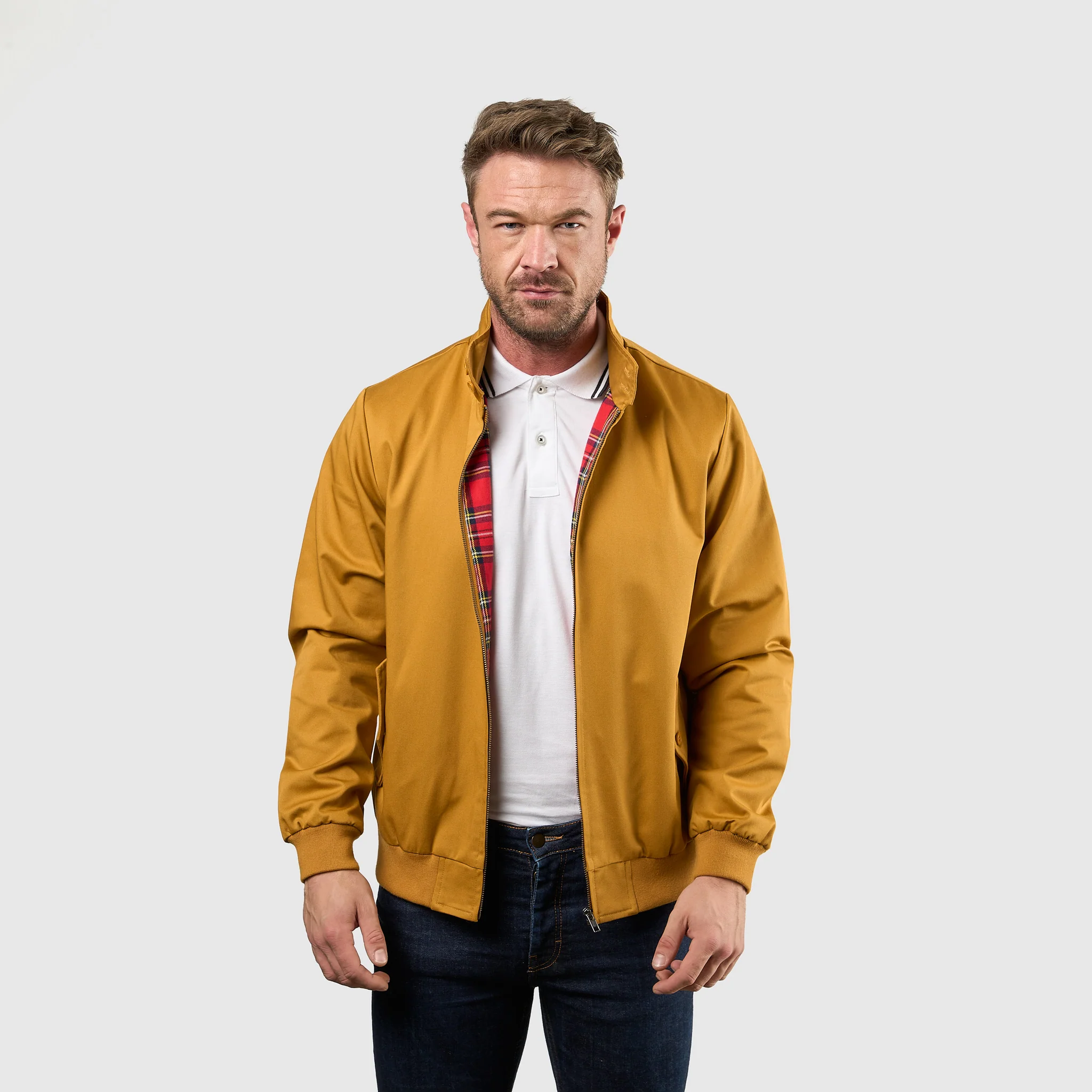 Mens Signature Harrington Jacket - Mustard - Image 8