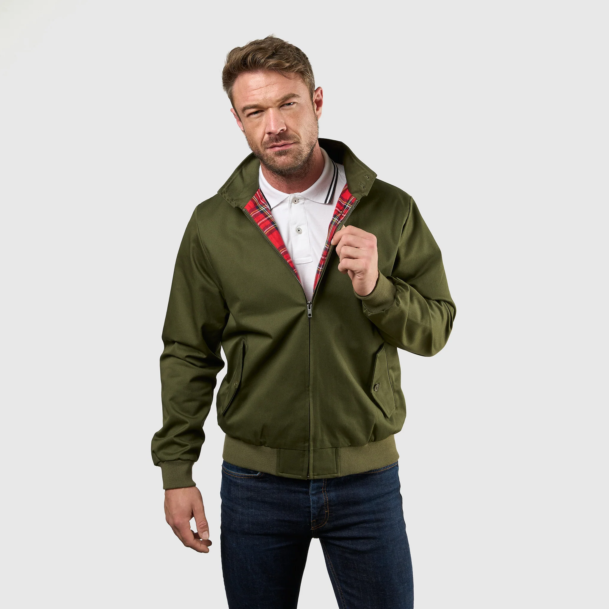 Mens Signature Harrington Jacket - Olive - Image 8