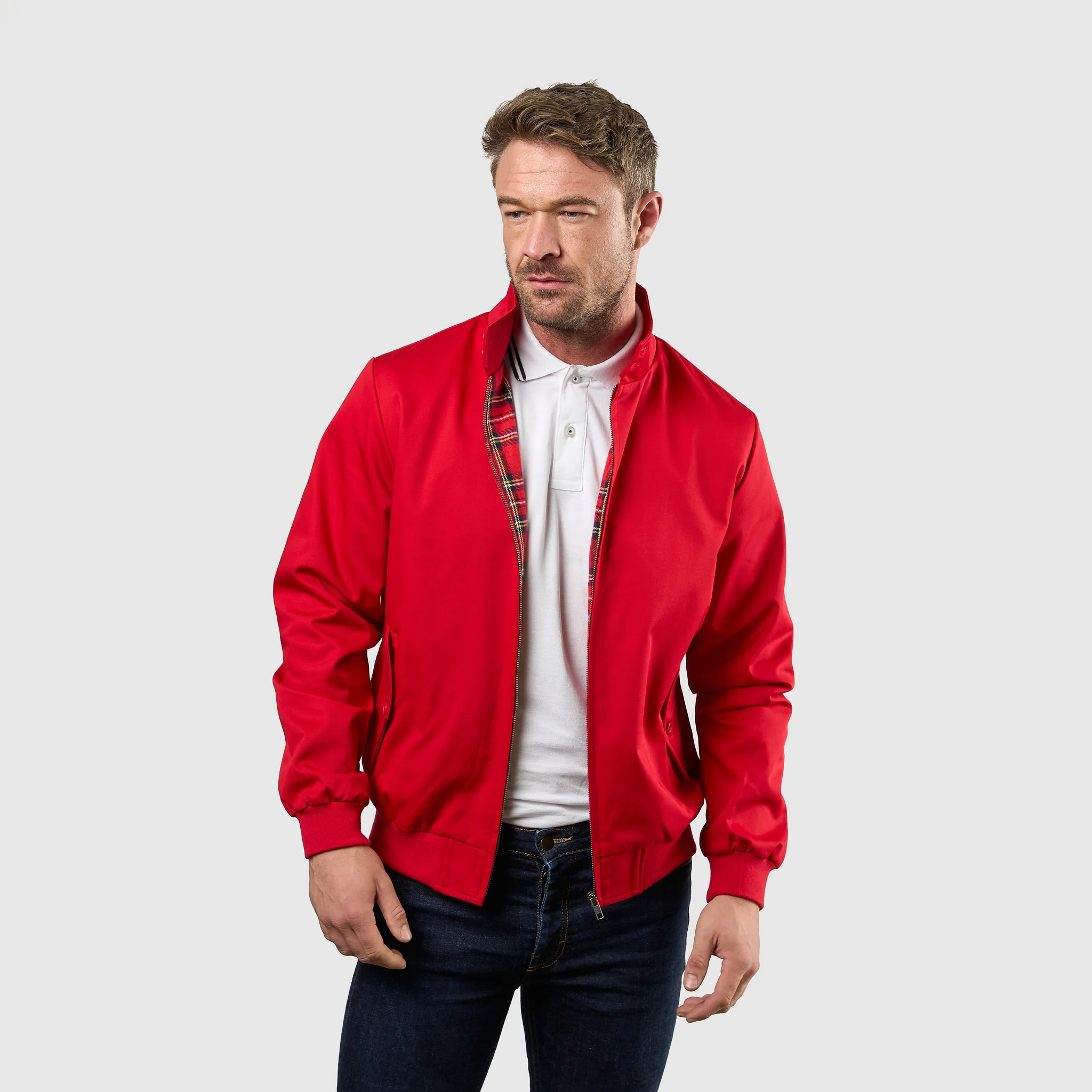 Mens Signature Harrington Jacket - Red - Image 8