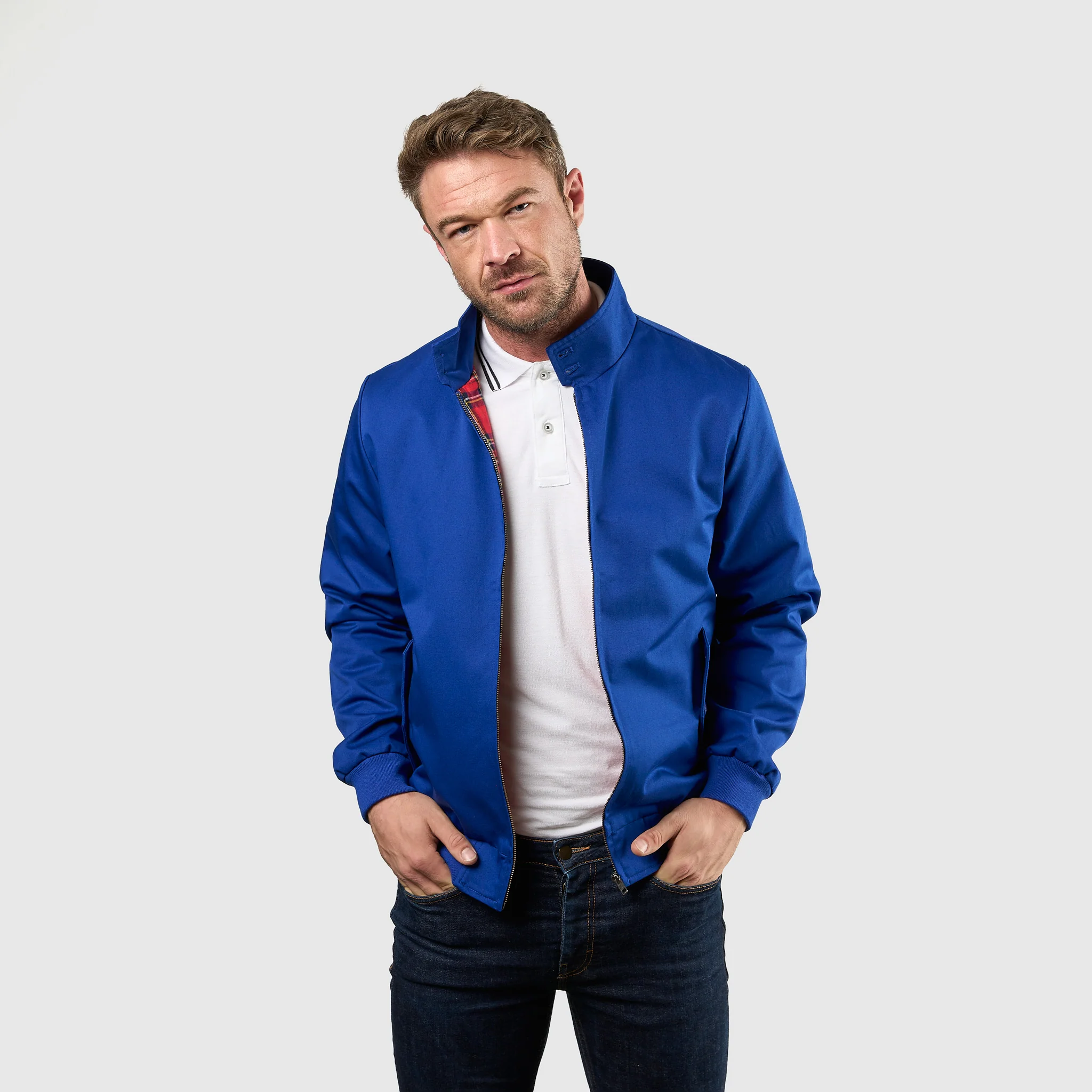 Mens Signature Harrington Jacket - Royal Blue - Image 7