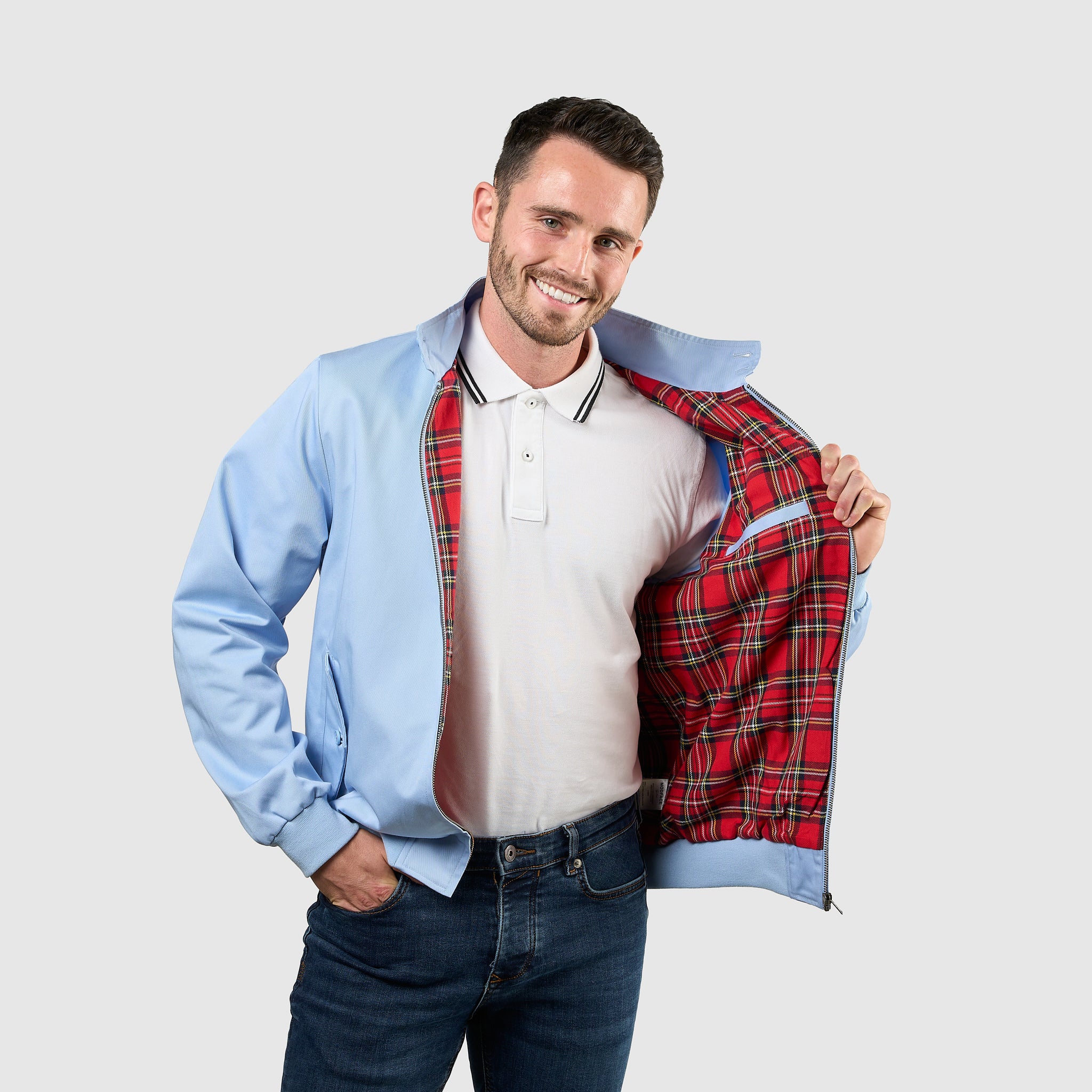 Mens Signature Harrington Jacket - Sky Blue - Image 6