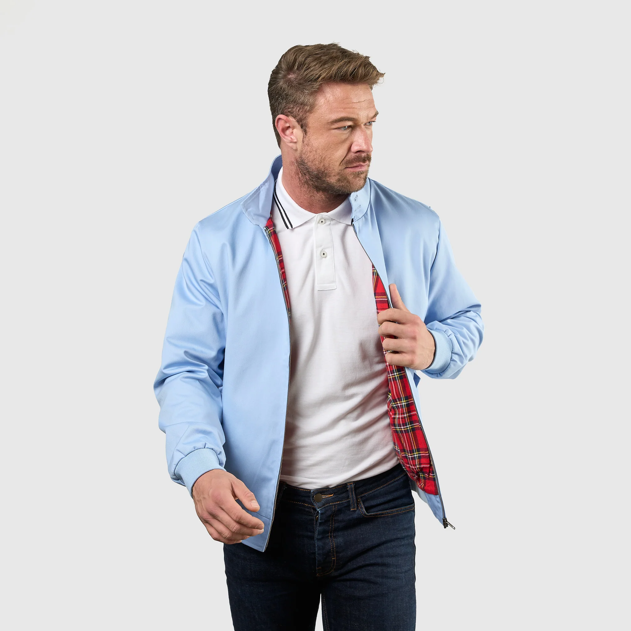 Mens Signature Harrington Jacket - Sky Blue - Image 7