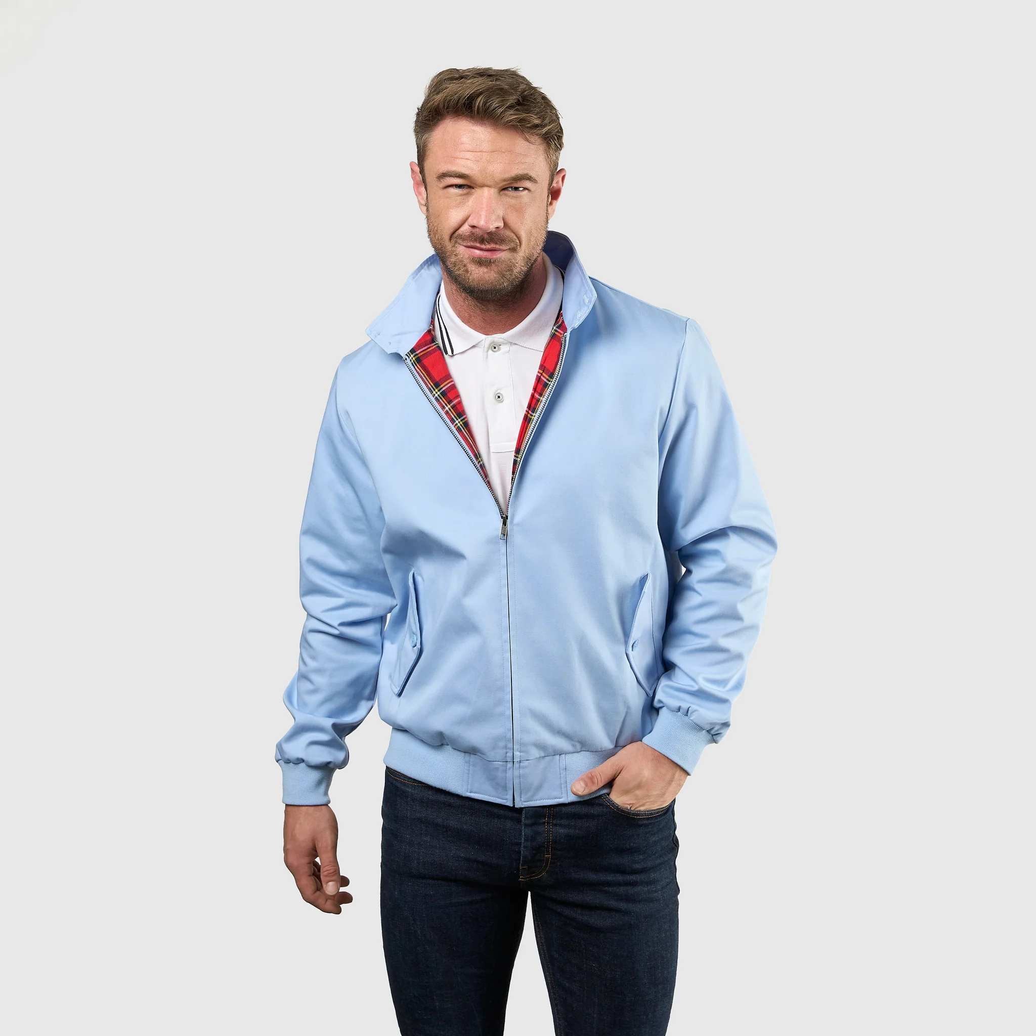 Mens Signature Harrington Jacket - Sky Blue - Image 8
