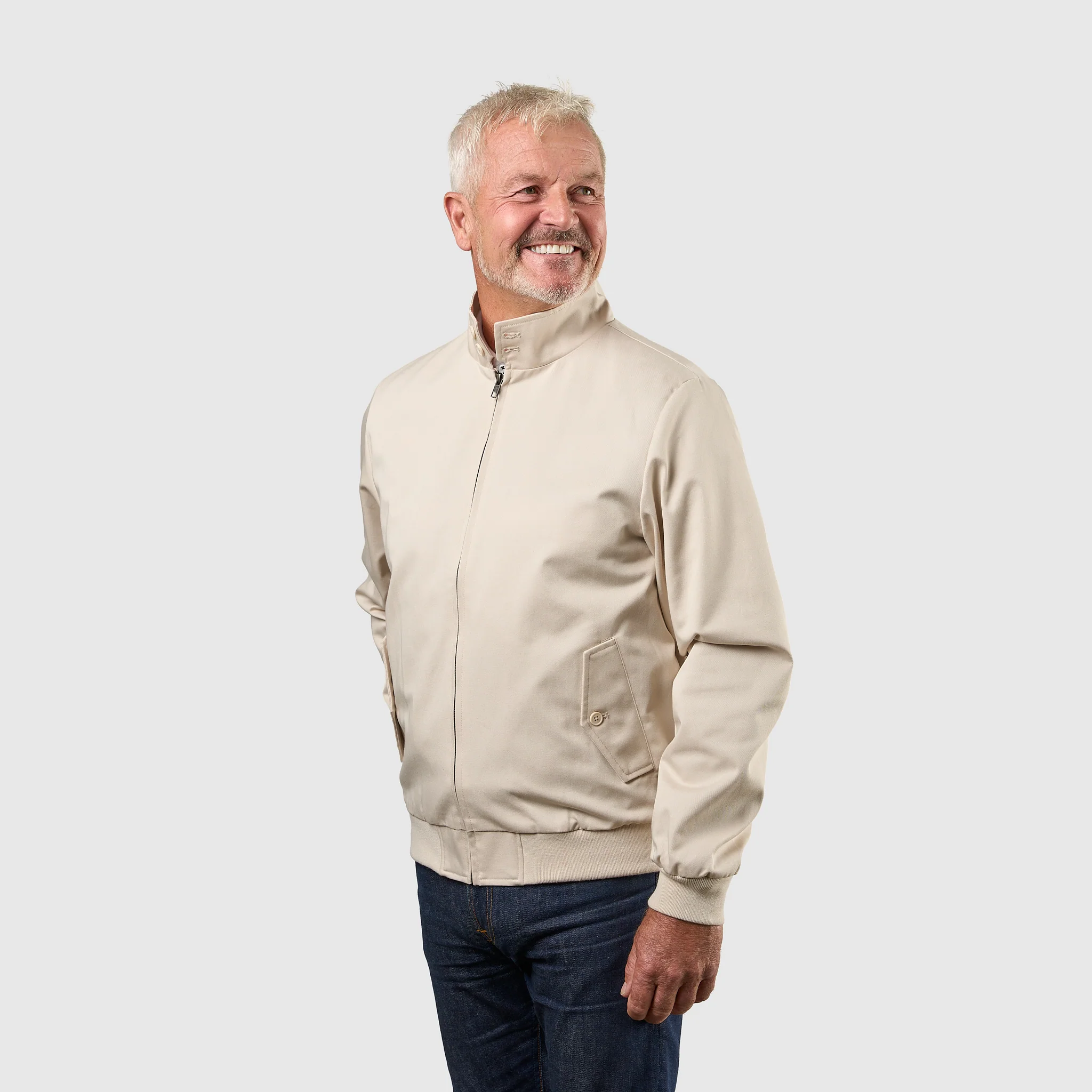Mens Signature Harrington Jacket - Stone - Image 10
